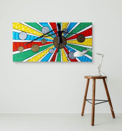 Manuel Lächner - Acrylbild 3D Speerwerfer Skulptur – Wanddekoration und abstrakte Malerei