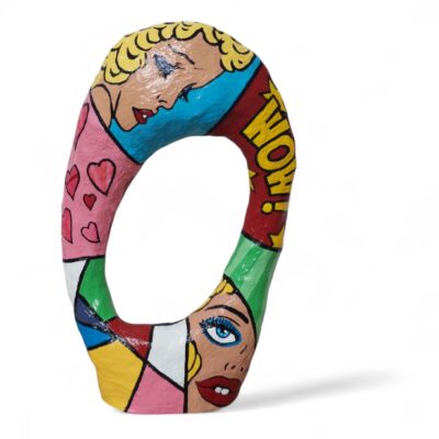 Manuel Lächner - Ovale Pop-Art-Skulptur – moderne Kunstfigur, 35 cm