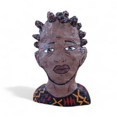 Farbenfrohe Pop-Art-Büste eines afroamerikanischen Mannes – handgefertigte Skulptur von Manuel Lächner.