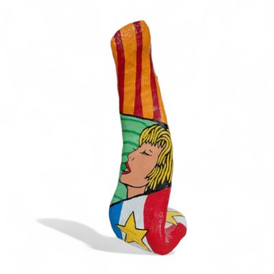 Abstrakte Pop-Art-Skulptur einer Frau mit Lutscher von Manuel Lächner.